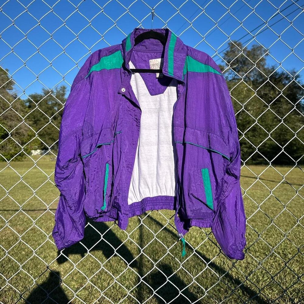Teal & Purple 80s Windbreaker Jacket